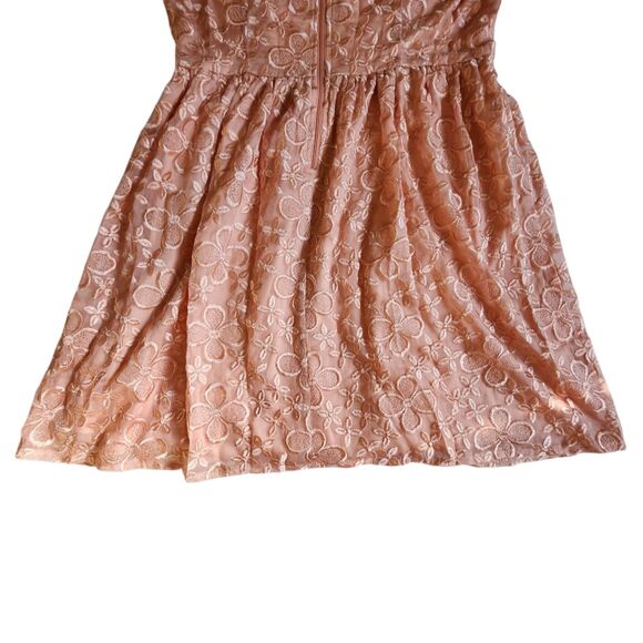 Ya Los Angeles Pink Floral Embroidered Fit & Flare Mini Dress Sz L - Picture 6 of 11